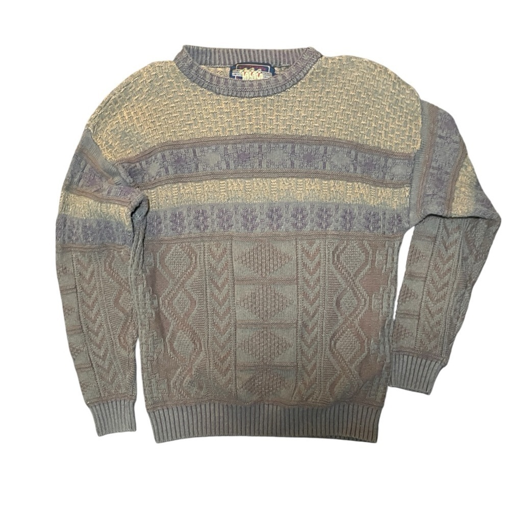 Chaps Ralph Lauren Vintage Sweater Men’s XL Made in USA 90s Textured Knit - Picture 6 of 6
